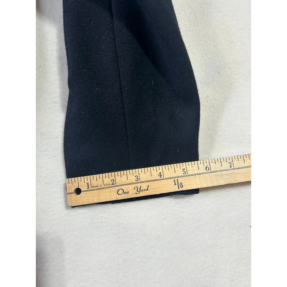 Michael Kors Mens Black Wool Blend Pea Coat Orange Lining Large Anchor Buttons